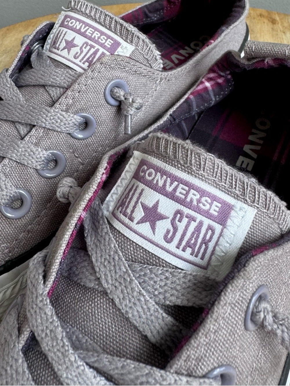 Converse Low Top Sneakers in Taupe with White Soles - Picture 9 of 11